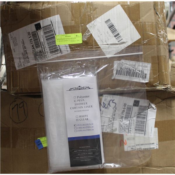 BOX 58 NEW CLEAR SHOWER CURTAIN LINERS, 72" X 72"