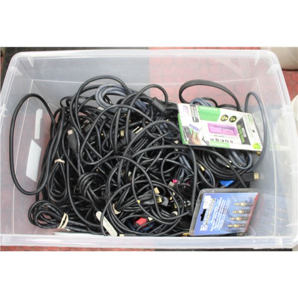 TOTE FULL OF HDMI AND OTHER POWER CORDS