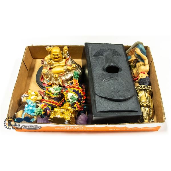 FLAT WITH BUDDHA'S AND VARIOUS HOME ACCENTS