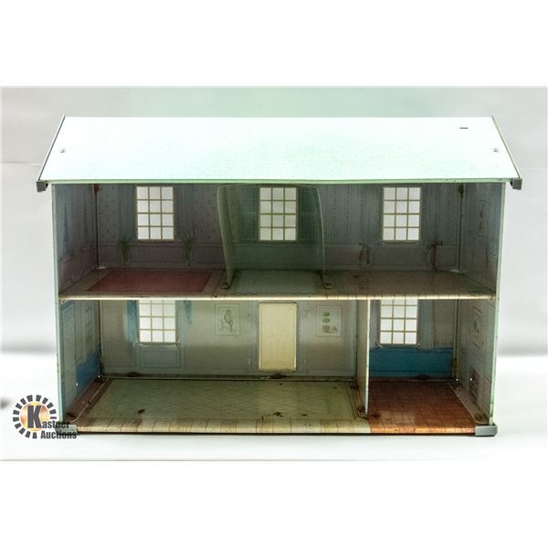 VINTAGE TIN PLATE DOLL HOUSE