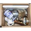 BOX OF MISC HOME ACCENTS PLUS ETC