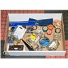 BOX OF TOOLS COLERED ELECTRICAL TAPE HEAD