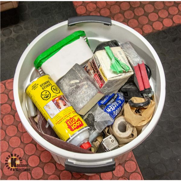 BIN FULL OF DRY WALL ACCESSORIES