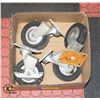 4 SWIVEL CASTERS 2 WITH LOCKS *AS IS* HAS RUST +