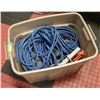 BEIGE TOTE WITH APPROX 100FT BLUE EXTENSION CORD,