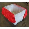 Image 1 : 5 CLEAR STACKING TOTES - RED LIDS