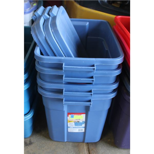 4 RUBBERMAID TOTES WITH LIDS