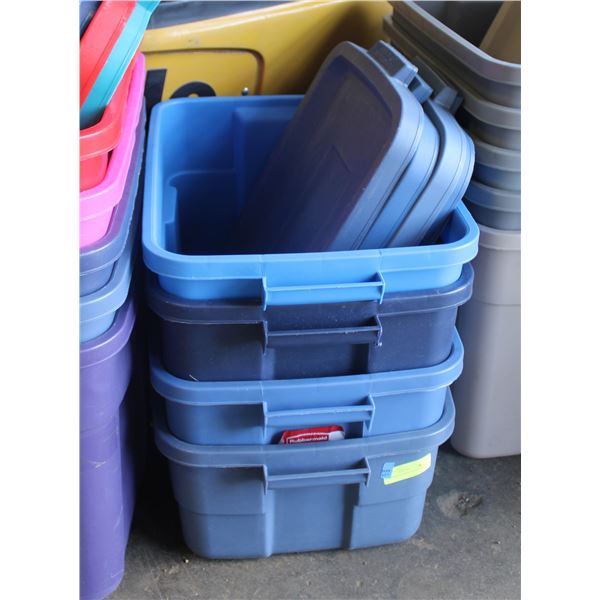 4 RUBBERMAID TOTES WITH LIDS