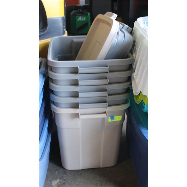 4 RUBBERMAID TOTES WITH LIDS