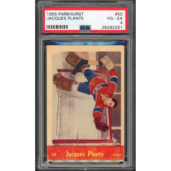 1955-56 Parkhurst #50 Jacques Plante RC (PSA 4)