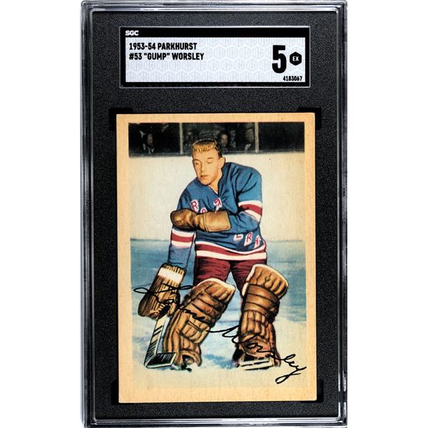 1953-54 Parkhurst #53 Gump Worsley RC (SGC 5)