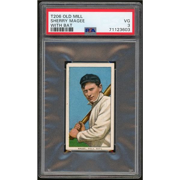 1909-11 T206 #295 Sherry Magee (Old Mill) (PSA 3) Rare!