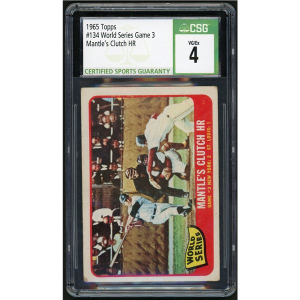 1965 Topps #134 Mantle's Clutch HR (CSG 4)