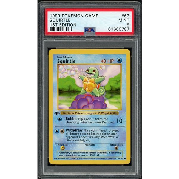 Pokemon: 1999 Squirtle Shadowless (PSA 9)