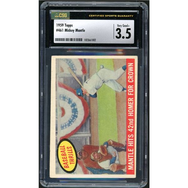 1959 Topps #461 Mantle Hits 42nd HR (CSG 3.5)