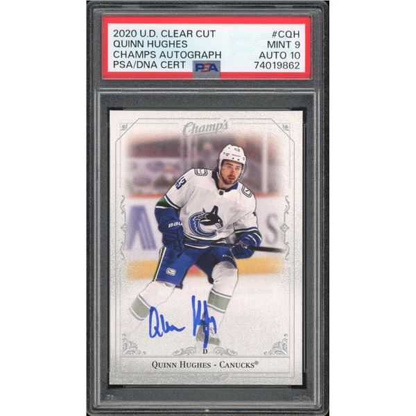2020 Upper Deck Clear Cut Quinn Hughes Auto (PSA 9/10)