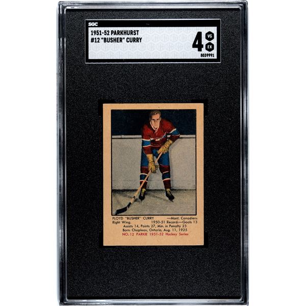 1951-52 Parkhurst #12 Floyd "Busher" Curry RC (SGC 4)