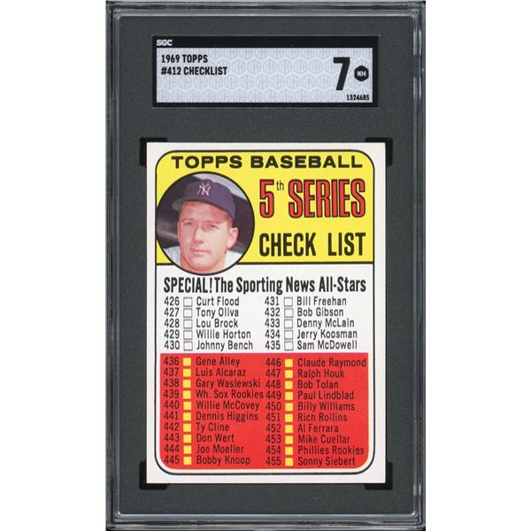 1969 Topps #412 Checklist (Mickey Mantle) (SGC 7)