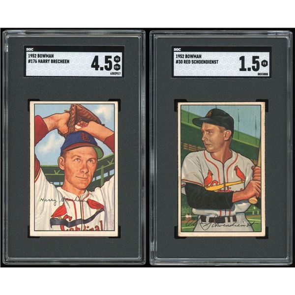 Lot of 2 x SGC-graded 1952 Bowman Baseball Cards (HOF)