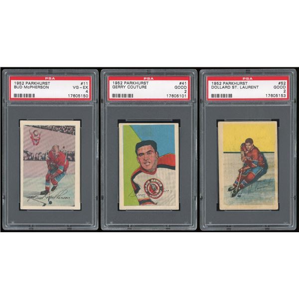 Lot of 3 x 1952-53 Parkhurst Hockey Cards (PSA)