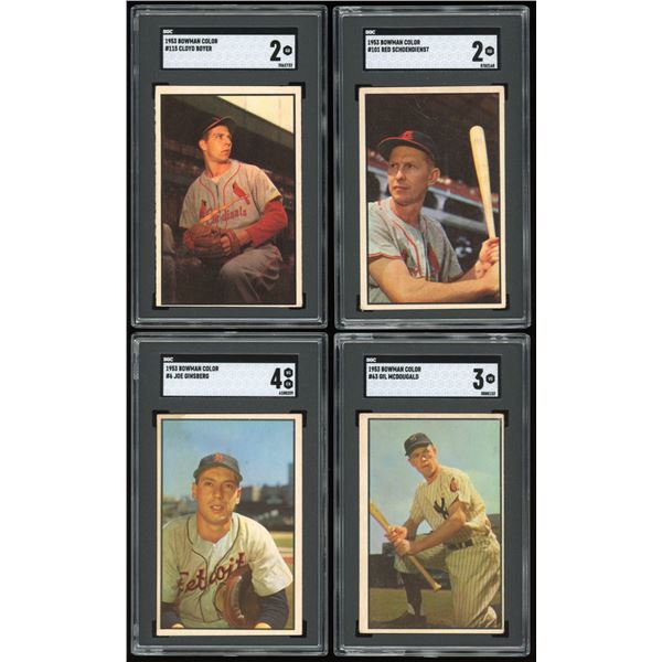 Lot of 4 x 1953 Bowman Color Baseball Cards (SGC) (HOF)