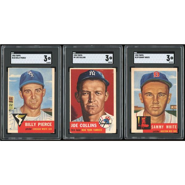 Lot of 3 x 1953 Topps Baseball Cards (SGC)