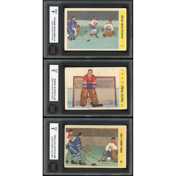 Lot of 3 x 1958-59 Parkhurst Hockey Cards (HOF) (KSA)