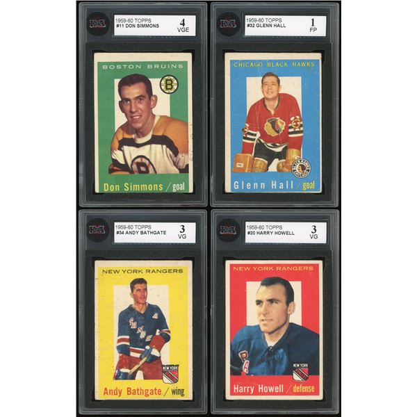 Lot of 4 x 1959-60 Topps Hockey Cards (HOF) (KSA)