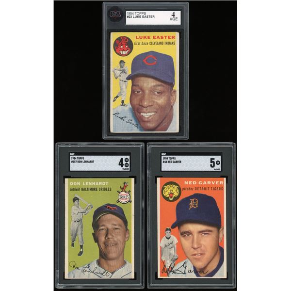 Lot of 3 x 1954 Topps Baseball Cards (SGC/KSA)