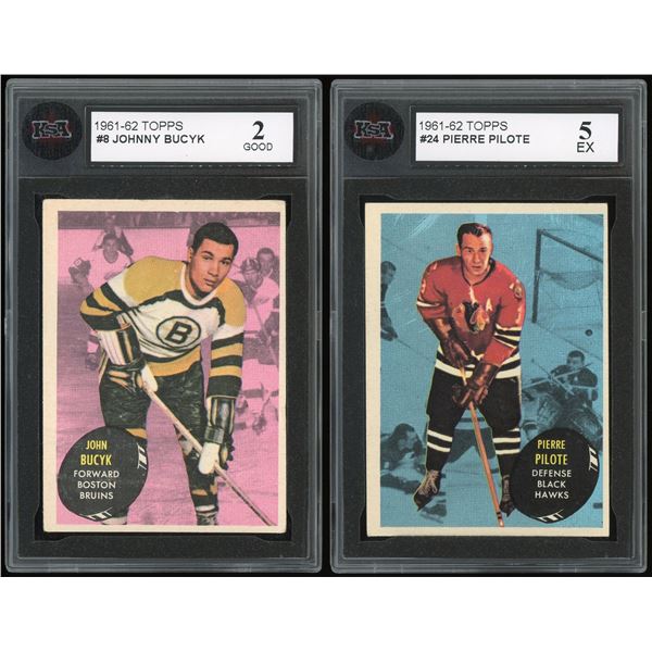 Lot of 2 x 1961-62 Topps Hockey Cards (HOF) (KSA)