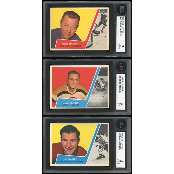 Lot of 3 x 1963-64 Topps Hockey Cards (HOF) (KSA)