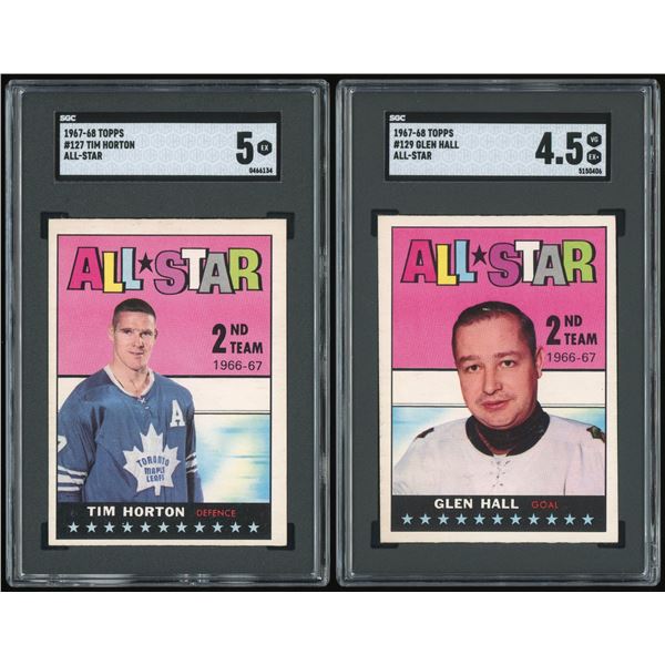 Lot of 4 x 1967-68 Topps Hockey Cards (HOF) (SGC/KSA)