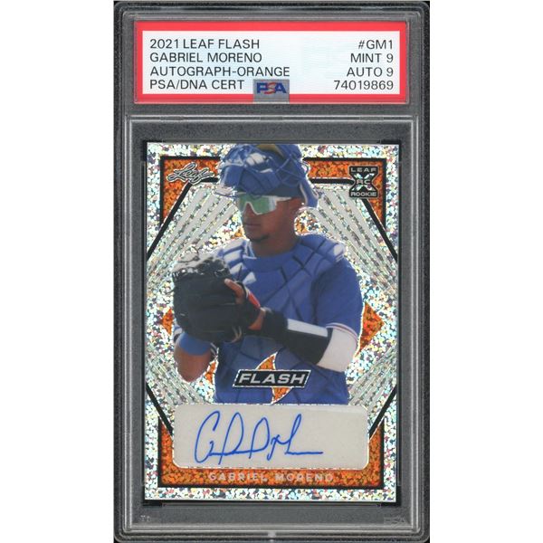 2021 Leaf Flash Gabriel Moreno Orange Auto (1 of 10) (PSA 9/9)