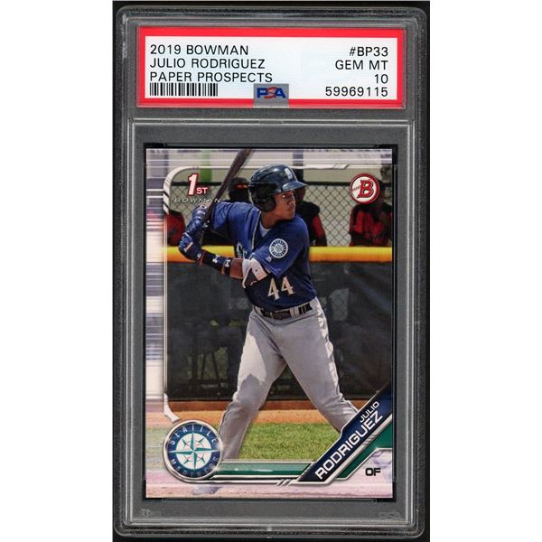 2019 Bowman Paper Prospects #BP33 Julio Rodriguez RC (PSA 10)