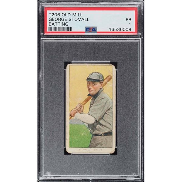 1909-11 T206 #470 George Stovall (Batting) (Old Mill) (PSA 1)