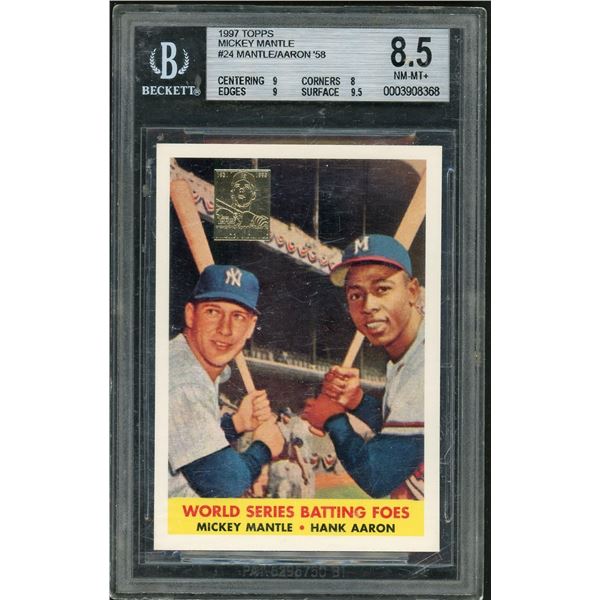 1997 Topps Mickey Mantle #24 WS Batting Foes (Mantle/Aaron)