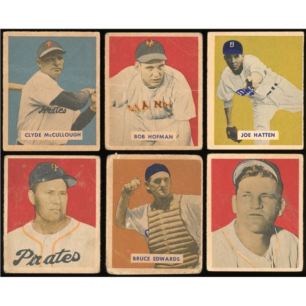 Lot of 6 x 1949 Bowman Baseball Cards