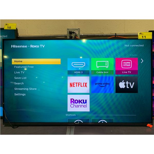 *TESTED WORKING* HISENSE ROKU 49  TV WITH POWER CORD (NO REMOTE, NO STAND)