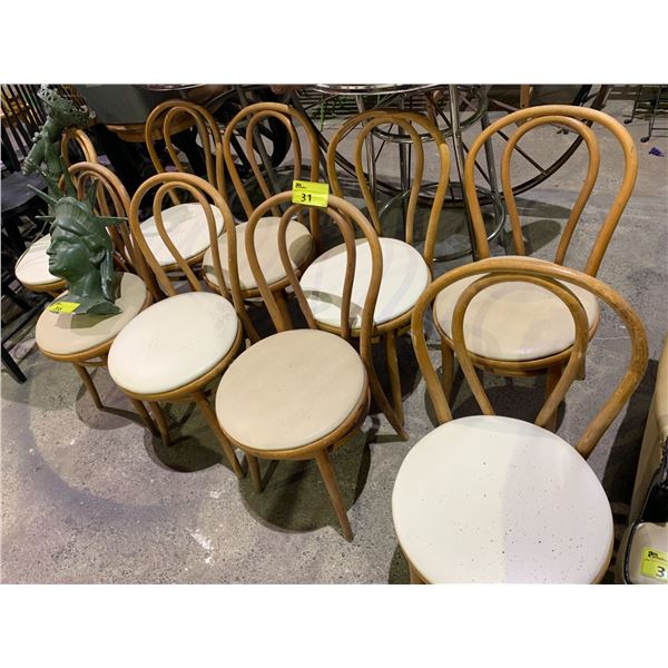 9 PADDED WOOD CHAIRS