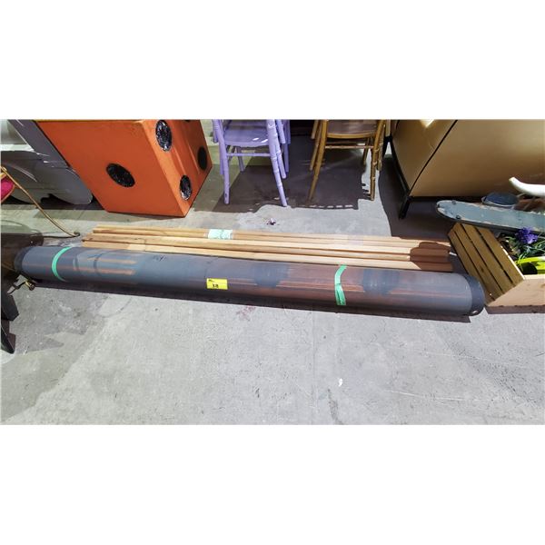 6 GIANT CHOP STICKS APPROX 7' & ROLL OF CITYSCAPE BACKGROUND