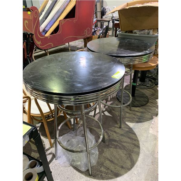 2 BAR HEIGHT CHROME ROUND TABLES 30 