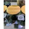 Image 4 : 6 ROUND METAL & WOOD TABLES & 4 ASSORTED TABLE BASES