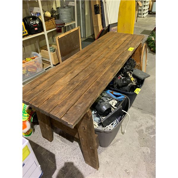 WOOD WORK BENCH APPROX 6'X22"X30"