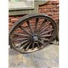 Image 2 : 3 ASSORTED SIZE WOOD & METAL WAGON WHEELS