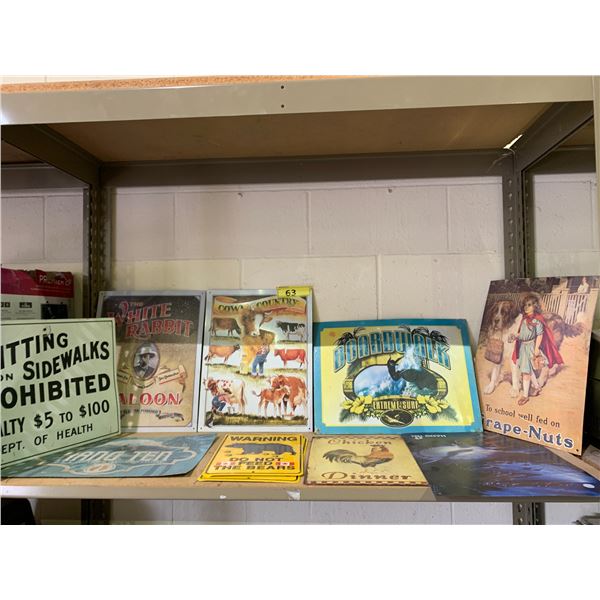 ASSORTED TIN SIGNS