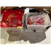 Image 1 : 2 BINS OF ASSORTED CHINESE NEW YEAR PROPS & 2 WEARABLE CHINESE NEW YEAR DRAGONS