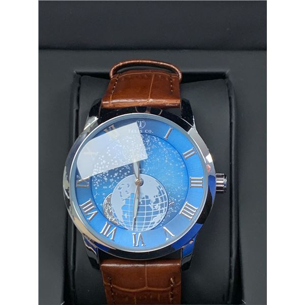 MEN'S TALIS CO AUTOMATIC 8590 ASTRO WATCH, GLOBE/MOON DIAL LUMINOUS DETAILING,