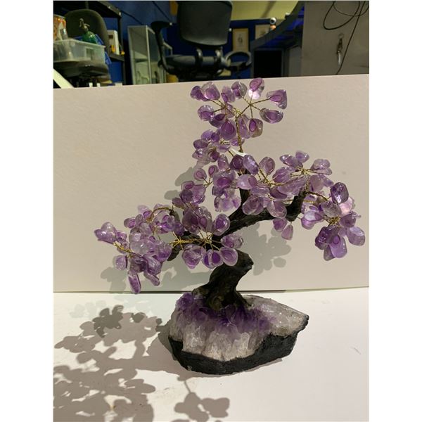 AMETHYST TREE ON AMETHYST BASE APPROX 14" RETAIL $2,400