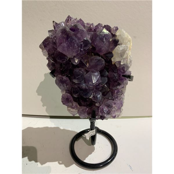 AMETHYST SPECIMEN ON METAL STAND APPROX 10" RETAIL $2,400