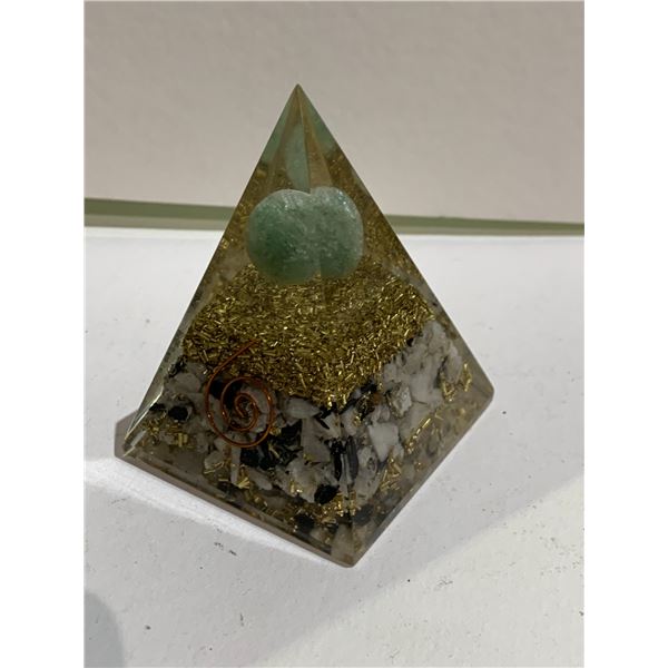 BLACK TOURMALINE/SELENITE ORGONITE PYRAMID RETAIL $249